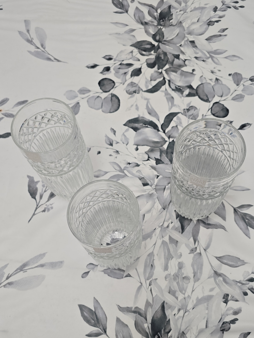 Fifth Avenue LTD Set Of 3 Crystal High Ball Glasses Diamond Rib Czech Republic - Picture 3 of 15